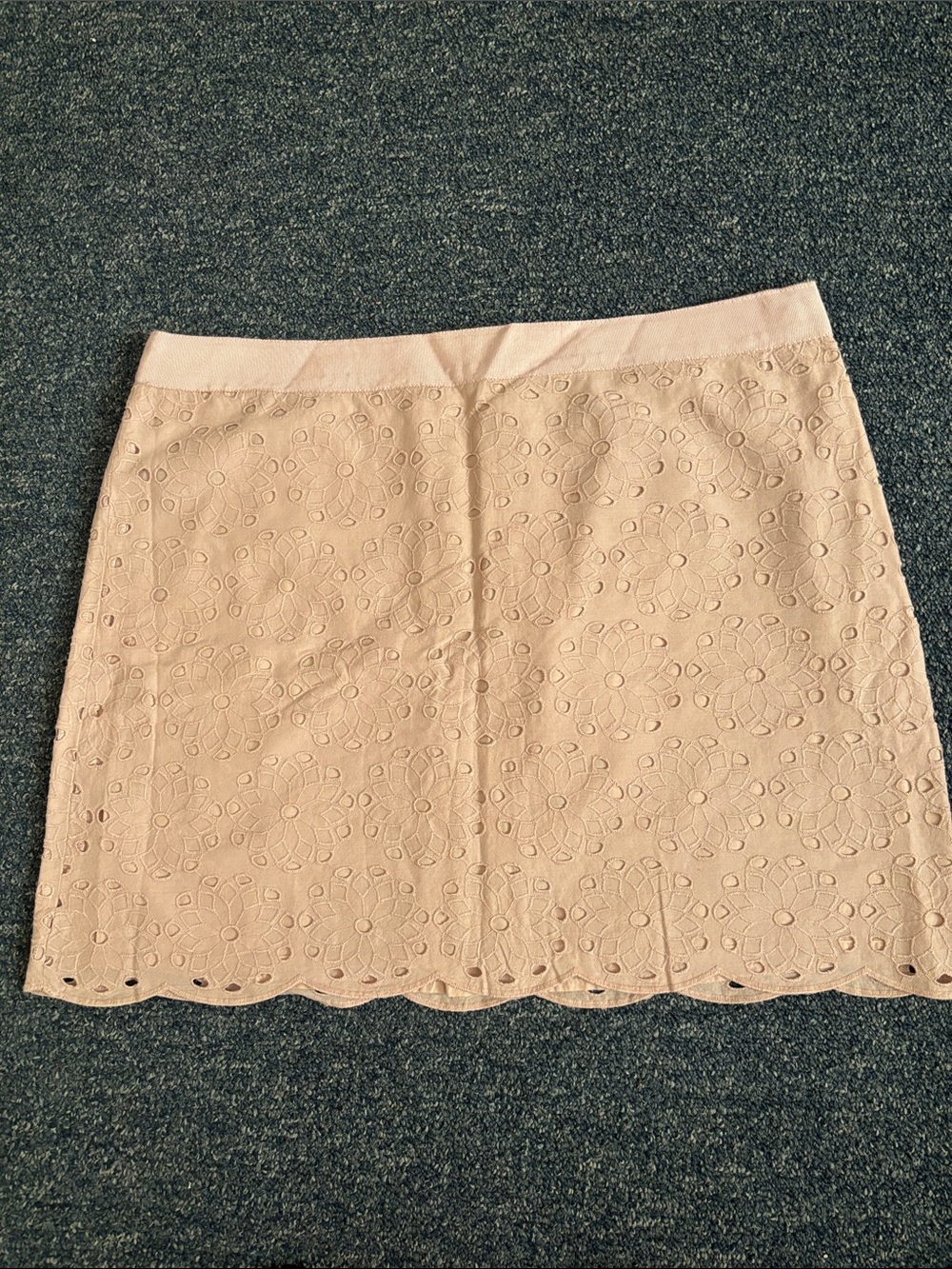 J. Crew Blush Pink Eyelet Scalloped Mini Skirt